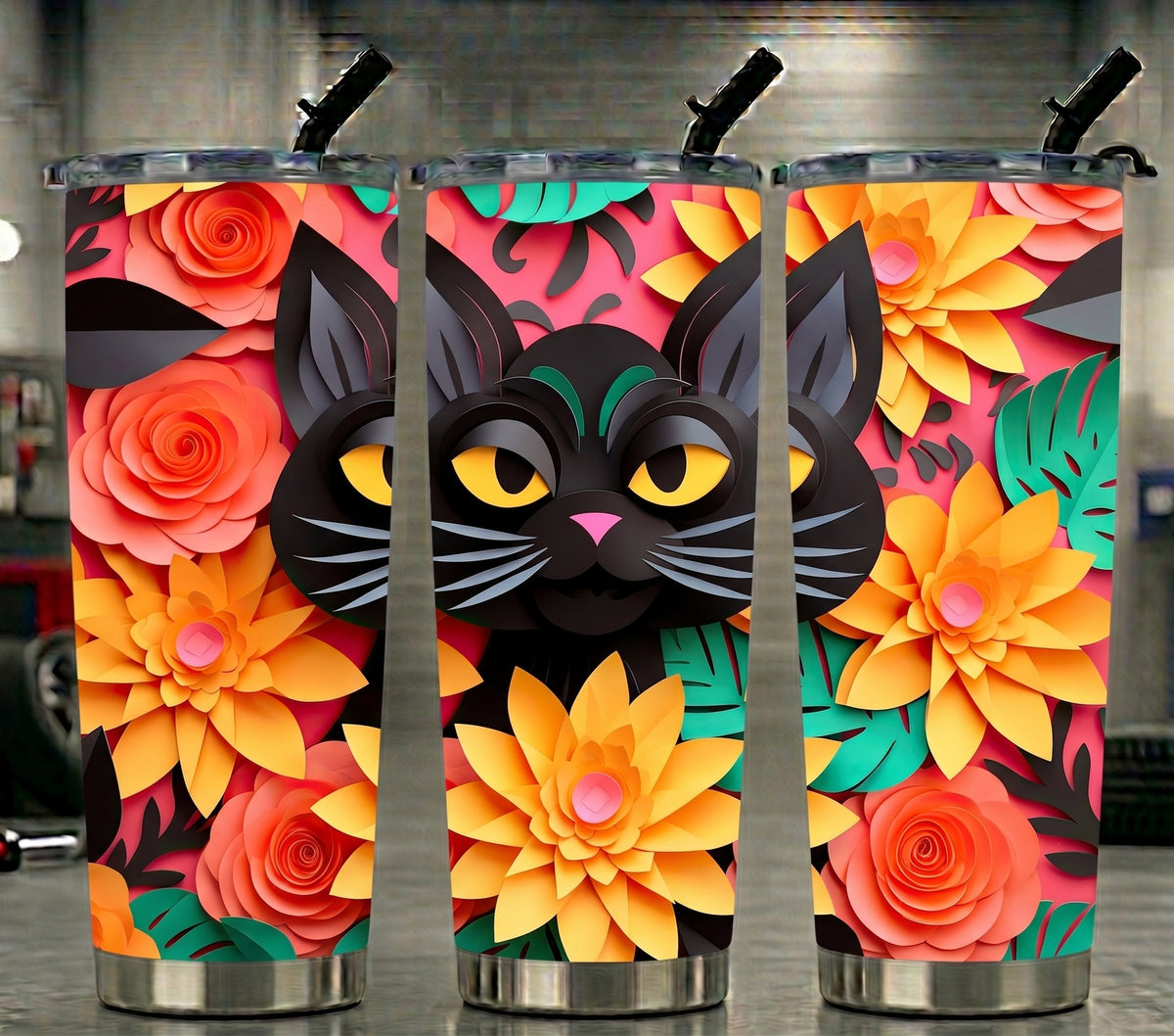Halloween Black Cat -Tumbler