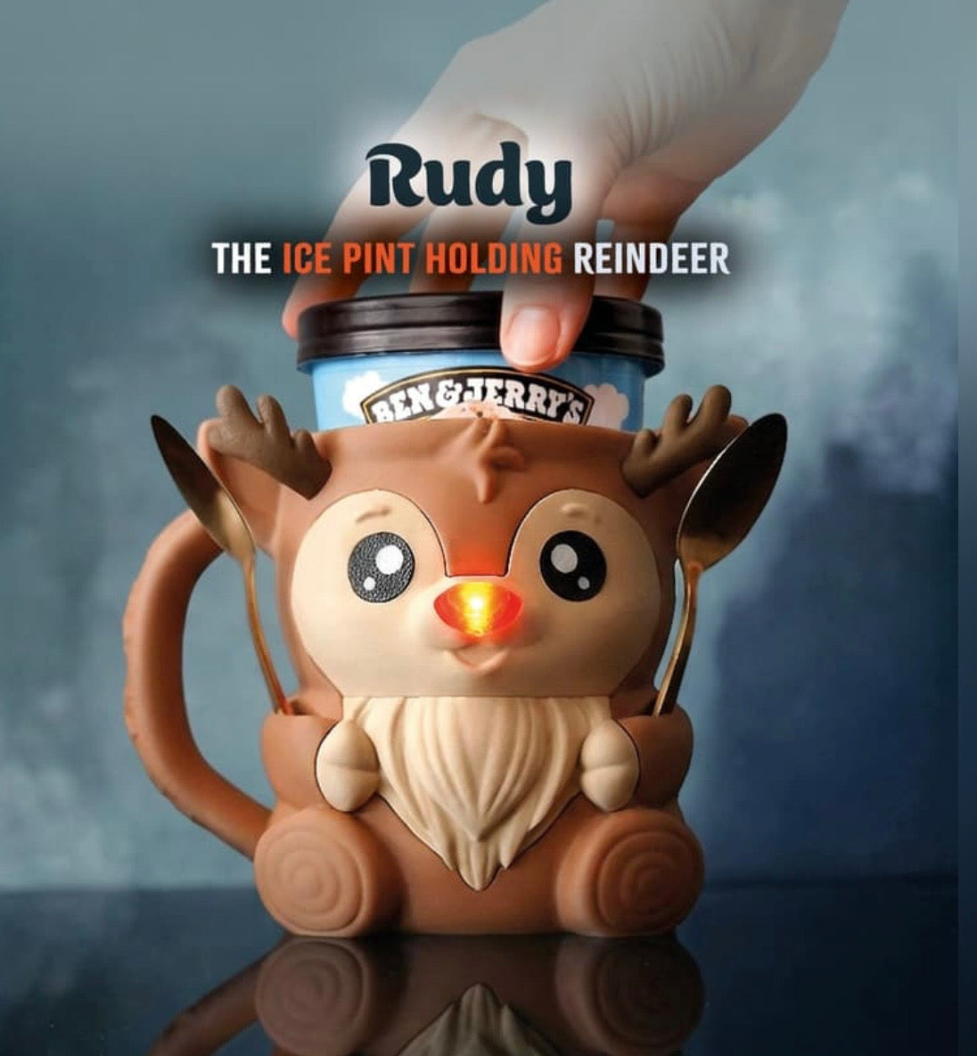 Rudy The Reindeer - Pint size ice cream holder